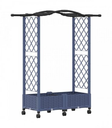vidaXL Raised Bed with Trellis and Roof Grey 124 x 40 x 129 cm PP