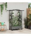 vidaXL Raised Bed with Trellis and Roof Light Grey 124 x 40 x 129 cm