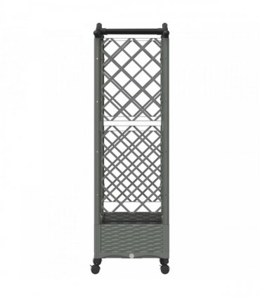 vidaXL Raised Bed with Trellis and Roof Light Grey 124 x 40 x 129 cm