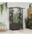 vidaXL Raised Bed with Trellis and Roof Brown 125 x 40 x 144 cm PP