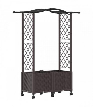 vidaXL Raised Bed with Trellis and Roof Brown 125 x 40 x 144 cm PP