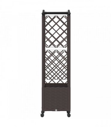 vidaXL Raised Bed with Trellis and Roof Brown 125 x 40 x 144 cm PP