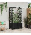 vidaXL Raised Bed with Trellis and Roof Black 125 x 40 x 144 cm PP