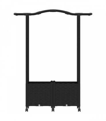 vidaXL Raised Bed with Trellis and Roof Black 125 x 40 x 144 cm PP