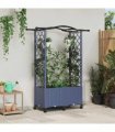 vidaXL Raised Bed with Trellis and Roof Grey 125 x 40 x 144 cm PP