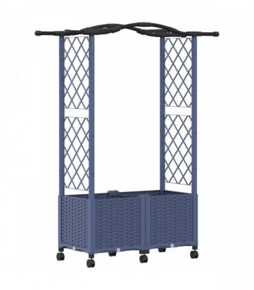 vidaXL Raised Bed with Trellis and Roof Grey 125 x 40 x 144 cm PP