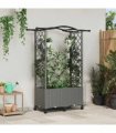 vidaXL Raised Bed with Trellis and Roof Light Grey 125 x 40 x 144 cm
