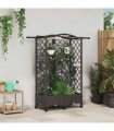 vidaXL Raised Bed with Trellis and Roof Brown 124 x 40 x 129 cm PP