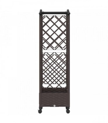 vidaXL Raised Bed with Trellis and Roof Brown 124 x 40 x 129 cm PP