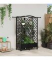 vidaXL Raised Bed with Trellis and Roof Black 124 x 40 x 129 cm PP