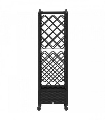 vidaXL Raised Bed with Trellis and Roof Black 124 x 40 x 129 cm PP