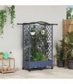 vidaXL Raised Bed with Trellis and Roof Grey 124 x 40 x 129 cm PP