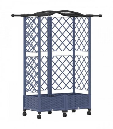 vidaXL Raised Bed with Trellis and Roof Grey 124 x 40 x 129 cm PP