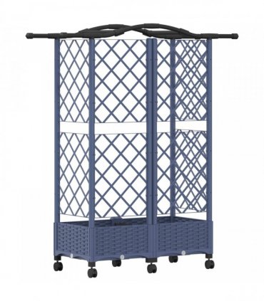 vidaXL Raised Bed with Trellis and Roof Grey 124 x 40 x 129 cm PP