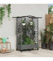 vidaXL Raised Bed with Trellis and Roof Light Grey 124 x 40 x 129 cm