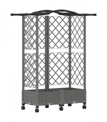 vidaXL Raised Bed with Trellis and Roof Light Grey 124 x 40 x 129 cm