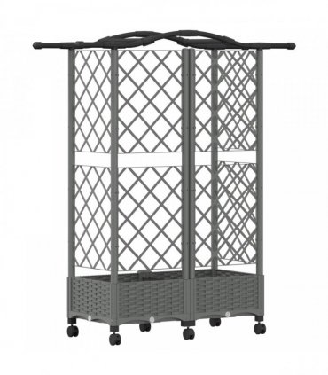 vidaXL Raised Bed with Trellis and Roof Light Grey 124 x 40 x 129 cm