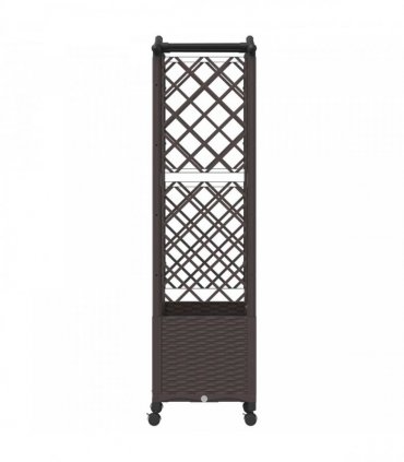 vidaXL Raised Bed with Trellis and Roof Brown 122 x 40 x 144 cm PP