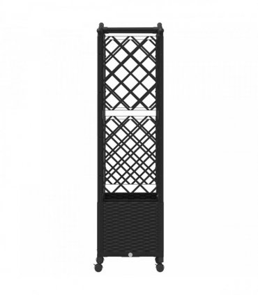 vidaXL Raised Bed with Trellis and Roof Black 122 x 40 x 144 cm PP