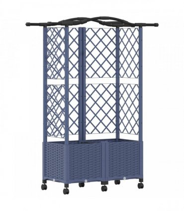 vidaXL Raised Bed with Trellis and Roof Grey 122 x 40 x 144 cm PP