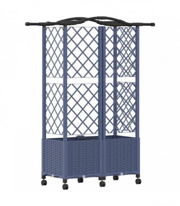 vidaXL Raised Bed with Trellis and Roof Grey 122 x 40 x 144 cm PP