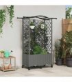 vidaXL Raised Bed with Trellis and Roof Light Grey 122 x 40 x 144 cm