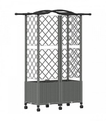 vidaXL Raised Bed with Trellis and Roof Light Grey 122 x 40 x 144 cm