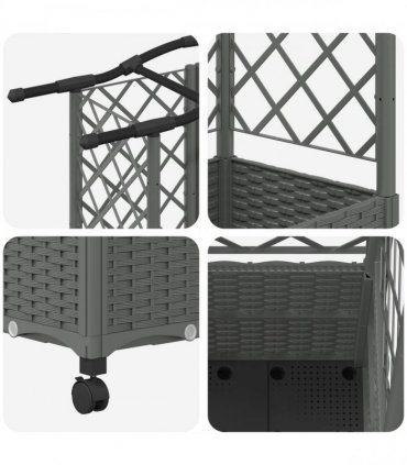vidaXL Raised Bed with Trellis and Roof Light Grey 122 x 40 x 144 cm