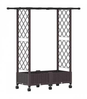 vidaXL Raised Bed with Trellis and Roof Brown 122.5 x 40 x 127 cm PP