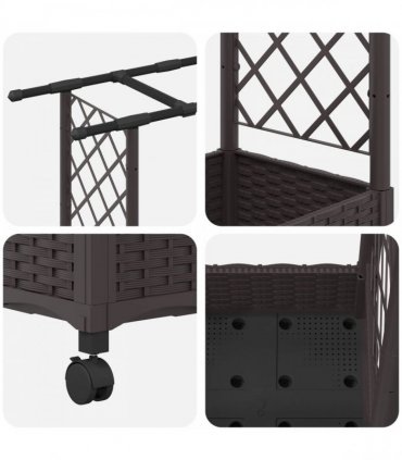 vidaXL Raised Bed with Trellis and Roof Brown 122.5 x 40 x 127 cm PP