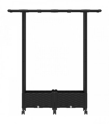 vidaXL Raised Bed with Trellis and Roof Black 122.5 x 40 x 127 cm PP