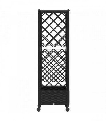 vidaXL Raised Bed with Trellis and Roof Black 122.5 x 40 x 127 cm PP