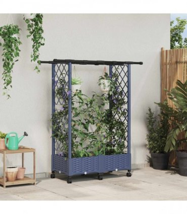 vidaXL Raised Bed with Trellis and Roof Grey 122.5 x 40 x 127 cm PP