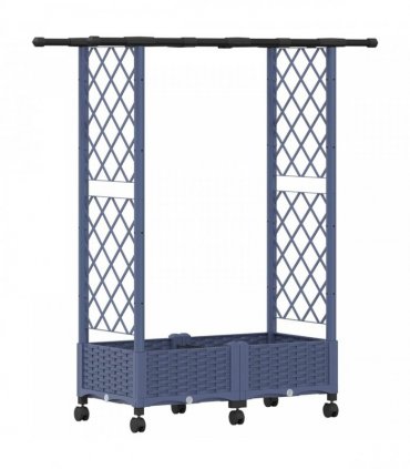 vidaXL Raised Bed with Trellis and Roof Grey 122.5 x 40 x 127 cm PP