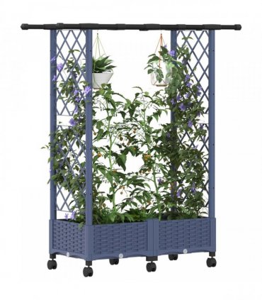 vidaXL Raised Bed with Trellis and Roof Grey 122.5 x 40 x 127 cm PP