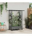 vidaXL Raised Bed with Trellis and Roof Light Grey 122.5 x 40 x 127 cm