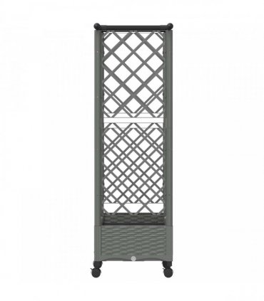 vidaXL Raised Bed with Trellis and Roof Light Grey 122.5 x 40 x 127 cm