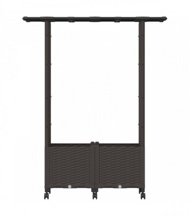 vidaXL Raised Bed with Trellis and Roof Brown 124.5 x 40 x 142 cm PP