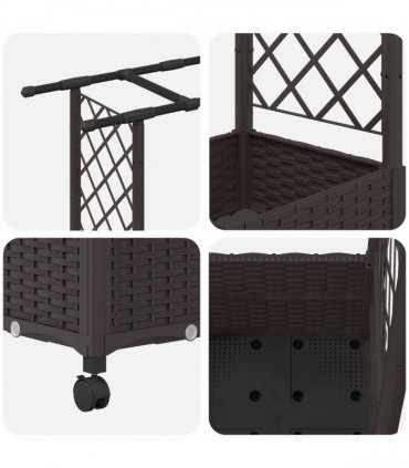 vidaXL Raised Bed with Trellis and Roof Brown 124.5 x 40 x 142 cm PP