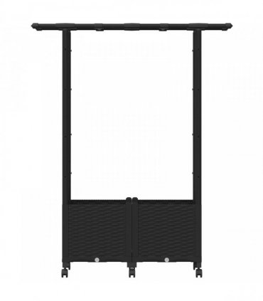 vidaXL Raised Bed with Trellis and Roof Black 124.5 x 40 x 142 cm PP
