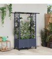 vidaXL Raised Bed with Trellis and Roof Grey 124.5 x 40 x 142 cm PP