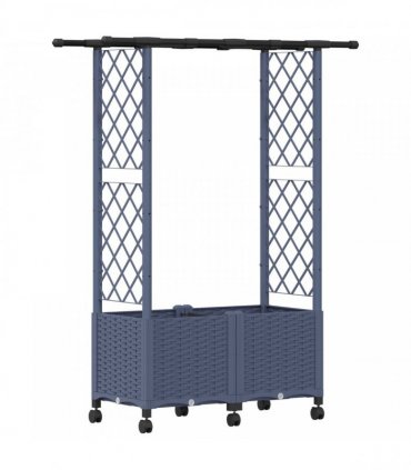 vidaXL Raised Bed with Trellis and Roof Grey 124.5 x 40 x 142 cm PP