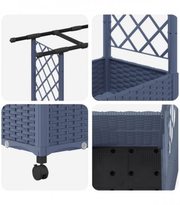 vidaXL Raised Bed with Trellis and Roof Grey 124.5 x 40 x 142 cm PP