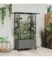 vidaXL Raised Bed with Trellis and Roof Light Grey 124.5 x 40 x 142 cm