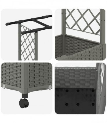 vidaXL Raised Bed with Trellis and Roof Light Grey 124.5 x 40 x 142 cm