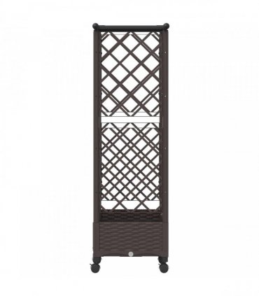 vidaXL Raised Bed with Trellis and Roof Brown 124 x 40 x 127 cm PP