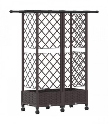 vidaXL Raised Bed with Trellis and Roof Brown 124 x 40 x 127 cm PP