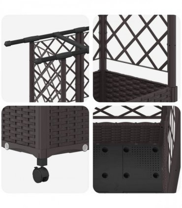 vidaXL Raised Bed with Trellis and Roof Brown 124 x 40 x 127 cm PP