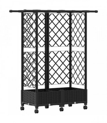 vidaXL Raised Bed with Trellis and Roof Black 124 x 40 x 127 cm PP