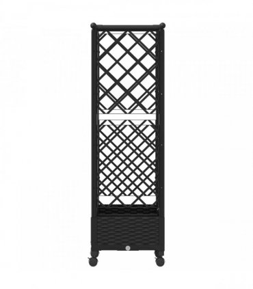 vidaXL Raised Bed with Trellis and Roof Black 124 x 40 x 127 cm PP
